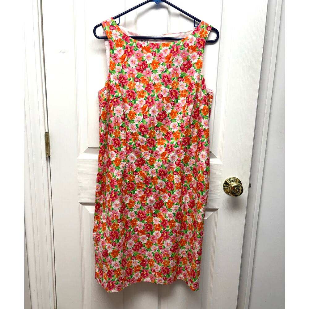 Victoria Holley Dress Vintage Cotton Sheath Floral Lined Women's Size 14